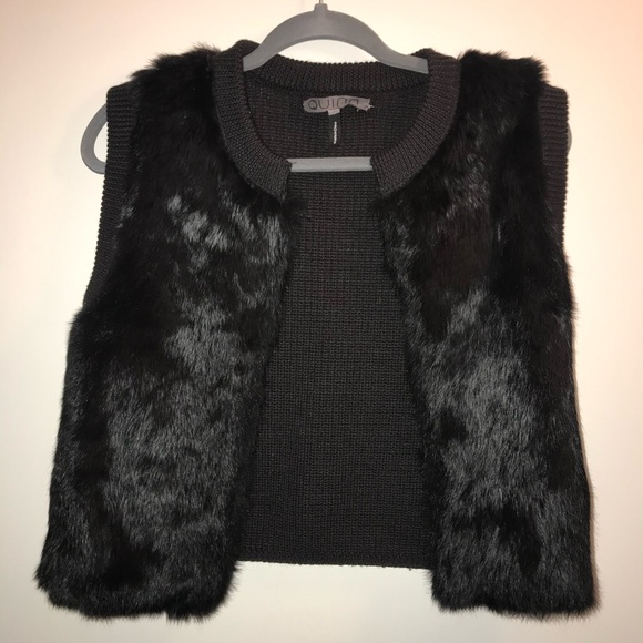 Real Rabbit Fur vest- black knitted S - Picture 1 of 8